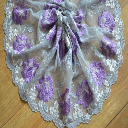 Free shiping 21cm width-2yds/lot 4 colors shiny silk Embroidery lace trim for garments and wedding decoration 1662502