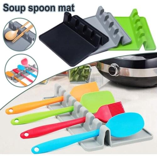 Kitchen Tool Spoon Rest Utensil Organizers Spatula Holder Rack Storage Shelf Mat WXV Sale