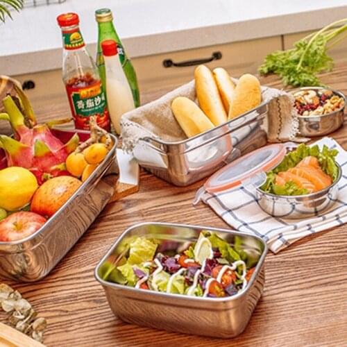 Stainless Bento Box Leak-Proof Lunch Boxes for Students Fresh-keeping Box for Refrigerator Microwave Home Food Storage Container