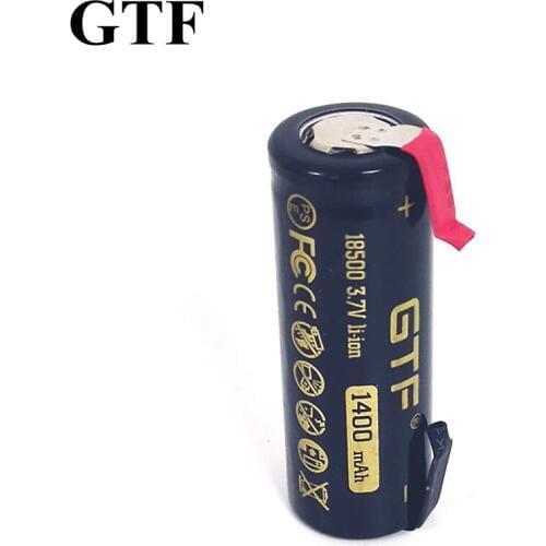 GTF 3.7V 18500 1400mAh real capacity Li-Ion Rechargeable Battery for Flashlight toy electronic product with DIY Nickel