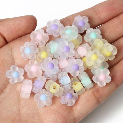 Matte Transparent Flower Satr Round Ball Shape Beads Frosted Acrylic Loose Spaced Beads for Jewelry Making DIY Handmade Bracelet