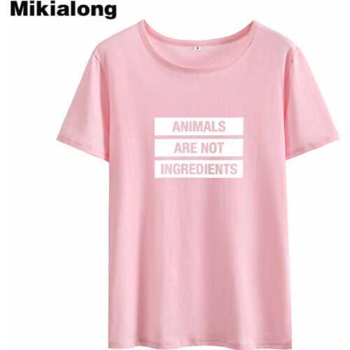 Mikialong Basic Vegan T shirt Women 2018 Summer Tee Shirt Femme Harajuku Tshirt Women Cotton Womens T shirts Casual T-shirts