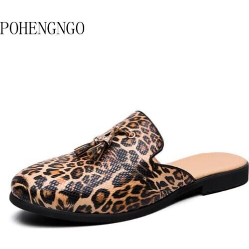 Leopard print Mens Shoes Slippers Outdoor Footwear Beach Sandals Men Classic Casual Flats Breathable High Quality Tassel Shoe