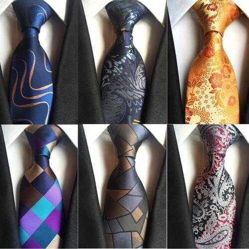 GUSLESON Fashion Silk Men Tie Plaid Necktie 8cm Floral Striped Green Blue Ties for Men Business Suit Wedding Party Gravatas