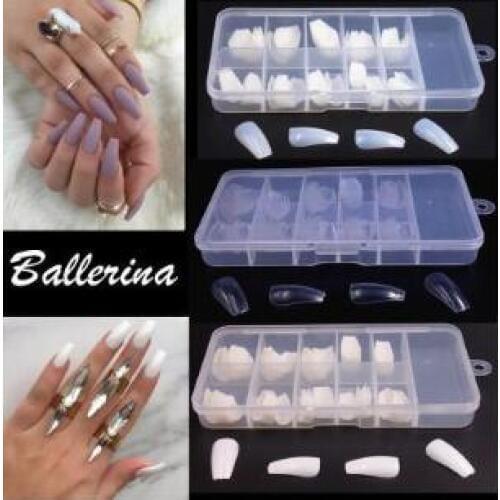 False Nails Ballerina Nail Transparent/Natural False Nails DIY Coffin Nails Tips for Nail Art 100pcs/set