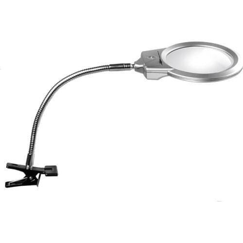 Desktop Newspaper Reading Magnifier Loupe Magnifying Glass with LED Light Magnifier Lamp 2.25x/5x Motherboard Repair