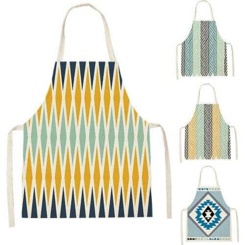 Nordic Blue Striped Apron Waist Bib Women Aprons Plaid Line Home Cooking Tools Waterproof Pinafore 47-38cm WQL122 Fartuch
