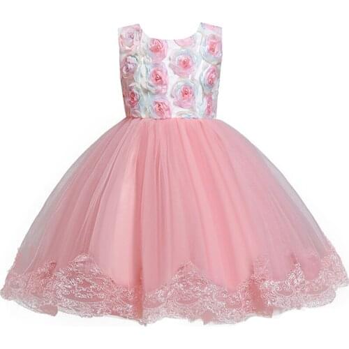 Summer 2 -10 Years Teenage Girls Princess Mesh Dresses New Patchwork Flower Beading Birthday Party Ball Gown Kids Tulle Dresses