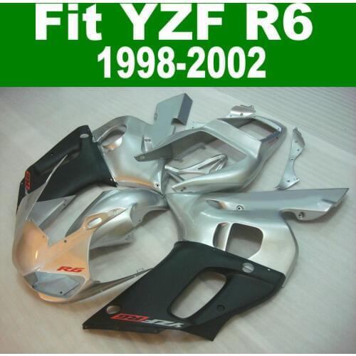 Silver Fairings For YAMAHA R6 98 - 02 Abs Fairing kit ( black ) free shipping & customize ll18