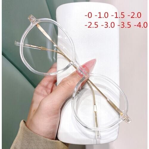 NYWOOH Finished Myopia Glasses Men Women Transparent Eyeglasses Prescription Retro Shortsighted Eyewear -1.0 -1.5 -2.0 to -4.0