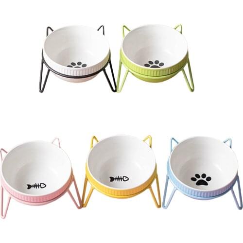 Raised Dog Ceramic Bowl with Stand Feeder Elevated Food and Water Bowls for Small to Large Dogs and Cats Pets Supplies