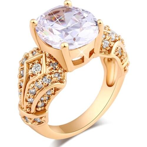 Luxury AAA Zircon Engagement Rings for women gold color Wedding rings female Micro Pave Austrian Crystals Jewelry top quality