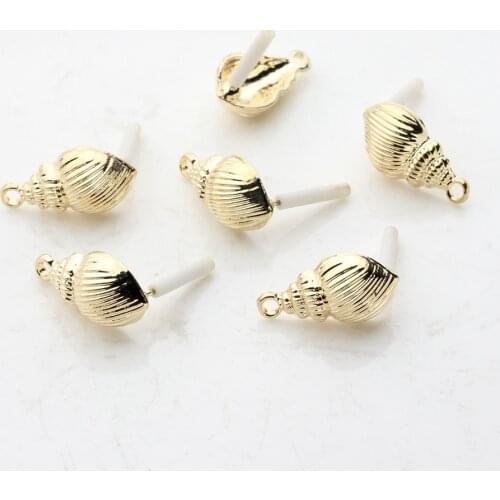 Zinc Alloy Golden Mini Conch Earrings Base Connectors 6pcs/lot For Bohemia Beach Vacation Earrings Jewelry Making Accessories