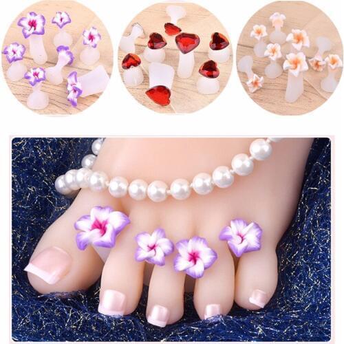 8pcs/Set Silicone Toe Separator Daisy Flower Sunflower Waterdrop Design DIY Foots Toe Nail Art for Salon Use