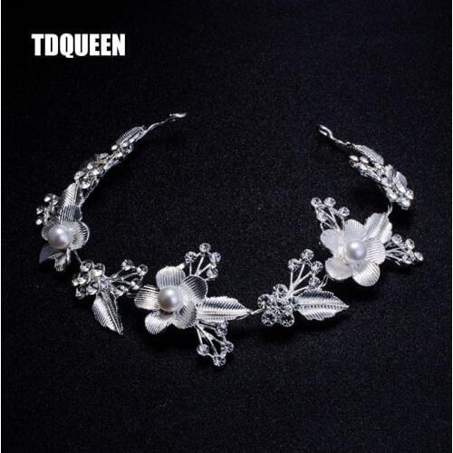Wedding Bridal Hair Accessories Royal Tiara Silver Plated and Gold Color Metal Leaf Flower Crystal Hair Vine Tiara