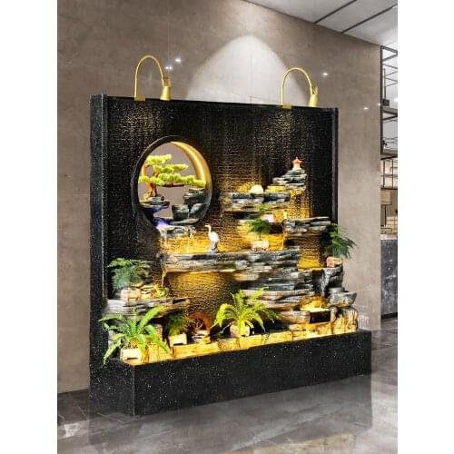 TTCustomized Tianyue Water Curtain Wall Flowing Water Subareas Screens Hallway Hotel Company Rockery Fountain CourtyardFishPond