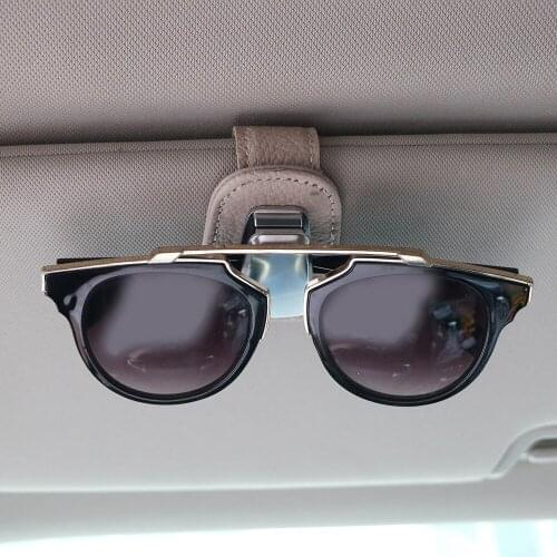 Universal Car Glasses Holder Leather Ticket Receipt Clip Storage Holder Glasses Clip Sun Visor Sunglasses Eyeglasses Clip