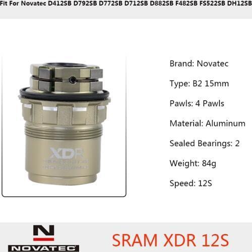Novatec D712SB FS522SB D412SB D772SB D792SB DH12SB D882SB Bicycle Hub 12S Type B2 Aluminum Freehub Freewheel XDR Cassette Body