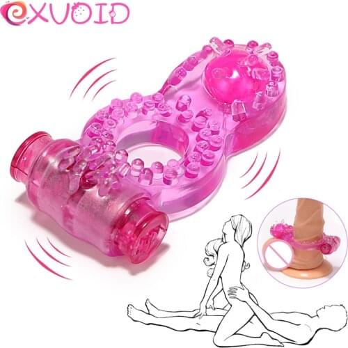 EXVOID Butterfly Penis Vibrator Ring Delay Ejacualtion Clitoris Stimulate Elastic Silicone Sex Toys for Men Cock Vibrating Ring