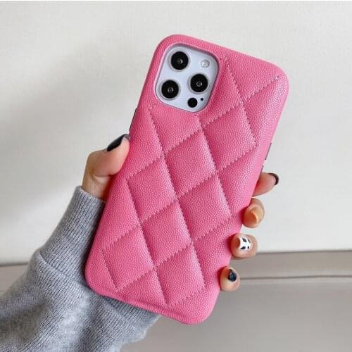 High Quality Luxury Fashion Rhomboid Genuine Caviar Lambskin Leather Case Cover For Iphone 12 11 Pro XS Max XR X 8 7 Plus SE