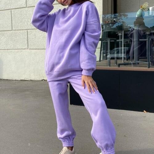 2 Pieces Set Sweatshirts Pullover Hoodies and Pants Suit Sweatpants Trousers Outfits Autumn Tracksuits Women Hooded Sports Set