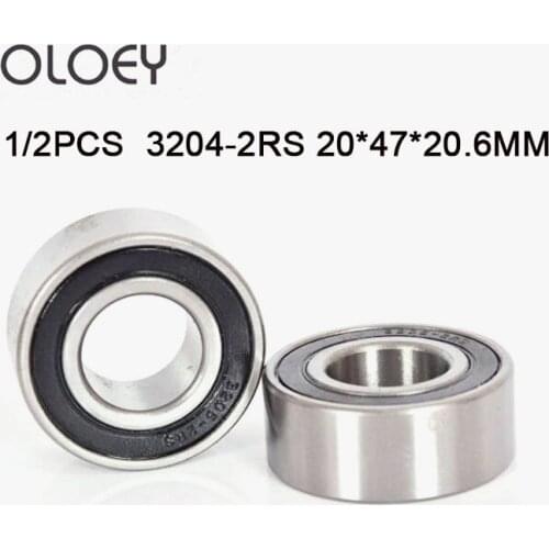 1/2PCS 3204 2RS 20*47*20.6mm Double Row Angular Contact Ball Bearings Corrosion Resistance And High Precision