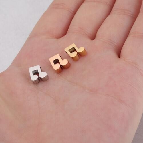 100% Stainless Steel Music Note Bead Charm For Jewelry Making 1.8mm Hole Metal Beads Mirror Polished 30pcs