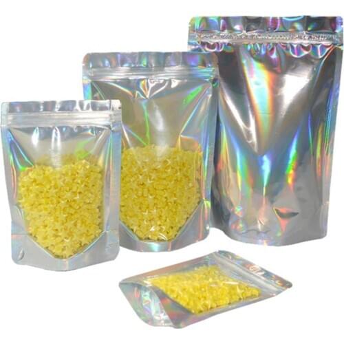 100Pcs Clear Aluminum Foil Holographic Laser Self Seal Food Storage Pouches Bags Dust Proof Kitchen Refrigerator Fresh Bag