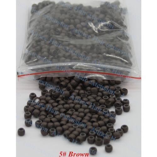 1000pcs/lot 5# Brown silicone Nano ring for Hair Extensions micro rings 3.0mm nano beads Smallest silicone Nano rings links