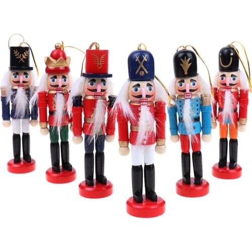 12cm Wooden Nutcracker Solider Figures Model Puppet Doll Toy Home Decor