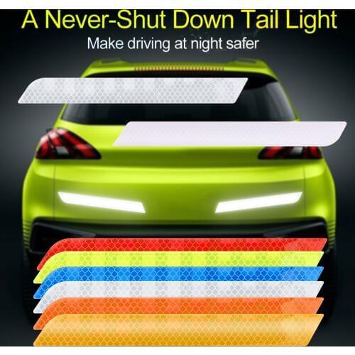 2Pcs Exterior Reflex Tape Reflective Strip Car Stickers Vehicles Security Warning Decal Car Accessories