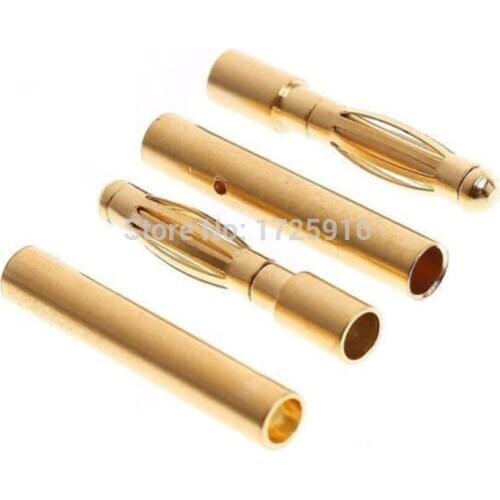 500 airs/Lot 2.0mm Banana Plug Terminals Gold Plated (Male and Female a Pair)