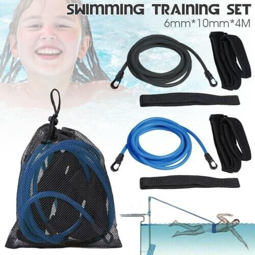 6mm*10mm*4m Swim Training Belt Swimming Exercise Safety Resistance Belt Safety Rope Latex Tubes For Adult Kids Pool Accessories