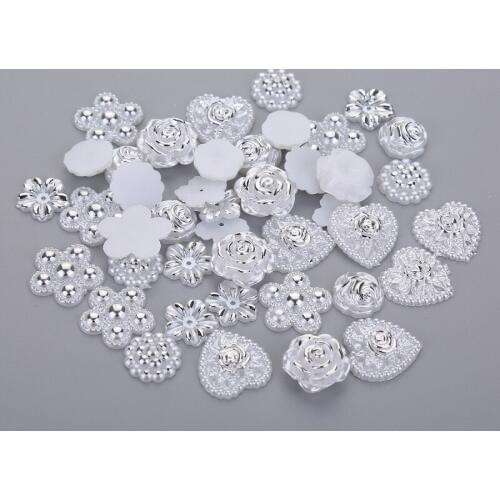 9 Design 12-20mm Imitation ABS Half Round FlatBack Flower Pearl Beads For DIY Scrapbook Jewelry Decoration 100-1000pcs