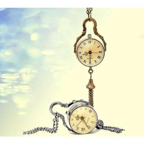 Antique Vintage Glass Ball Bull Eye Necklace Pendant Chain Quartz Pocket Watch Men Women Gift 20pca
