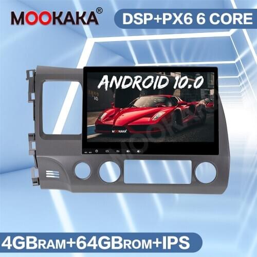 Android 10.0 4GB+64GB PX6 Car GPS Navigation Multimedia Player For Honda Civic 2007-2011 Auto Radio Stereo Head Unit DVD Player