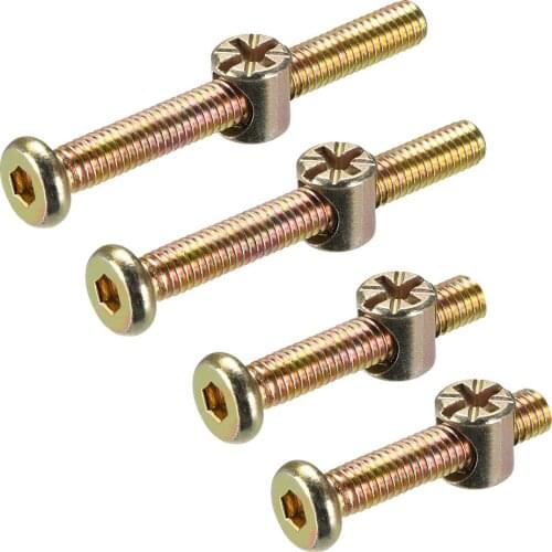 10/20sets Furniture Bolts Nut Set M6 x 35/40/50/62mm Hex Socket Screw with Barrel Nuts Phillips-Slotted Zinc Plated
