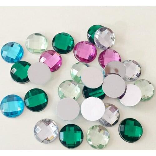 100pcs 10mm Acrylic Rhinestone Round Flat Back Beads Crystal Stones DIY Costume Jewelry Accessories -HE57