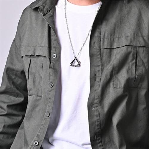 Trendy Geometric Square Triangle Combination Mens Necklace Hip Hop Men and Women Pendant Necklace For Couples Fashion Jewelry
