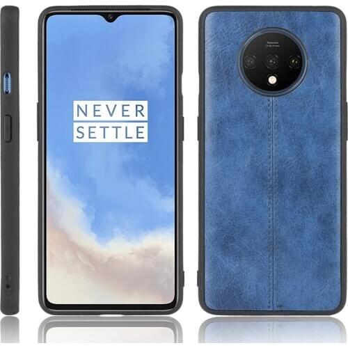 OnePlus 7T Case One Plus 7T Suture Calfskin Soft Edge PU Leather Hard Phone Bag Cover For OnePlus 7T 1+7T 7 T Back Case