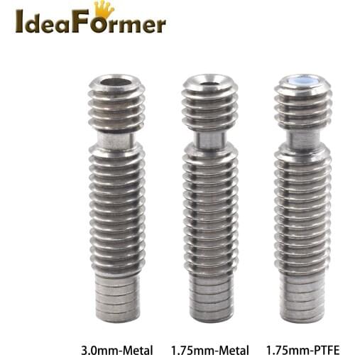 5pcs 3D Printer Parts V6 Stainless Steel Throat M6*26mm 1.75mm/3.0mm All Metal/With PTFE For V6 J-head Short Range And Extruder