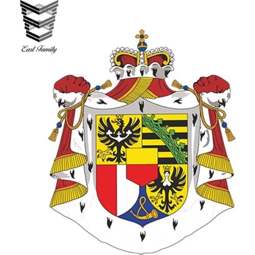 EARLFAMILY 13cm x 10.8cm Car Styling Liechtenstein Coat of Arms Car Sticker Helmet Truck Boat Laptop Motorcycle Waterproof Decal