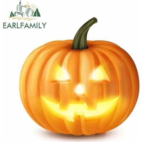 EARLFAMILY 13cm x 12cm for Halloween Spooky Kid Horror Pumpkin Jack Lantern Funny Car Stickers Vinyl JDM VAN Trunk Accessories