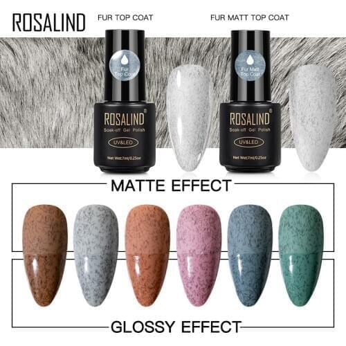 ROSALIND 7ml Fur Matt Top Gel Polish All For Manicure Fur Top Effect Gel Nail Polish Varnishes Hybrid Gel Need Base Primer