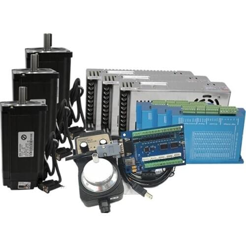 Nema 34 Closed Loop Motor Kit:Motor 4.5N 8.5N 12N+Hybrid Servo Driver HBS860H+400W 60V DC Power Supply+USB MACH3 Interface board