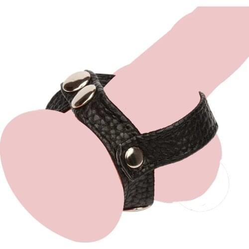 Leather Penis Ring Scrotum Bondage Testicle Ball Stretcher Sex Toys for Men Adult Toys Men Chastity Cage Adjustable Cock Rings