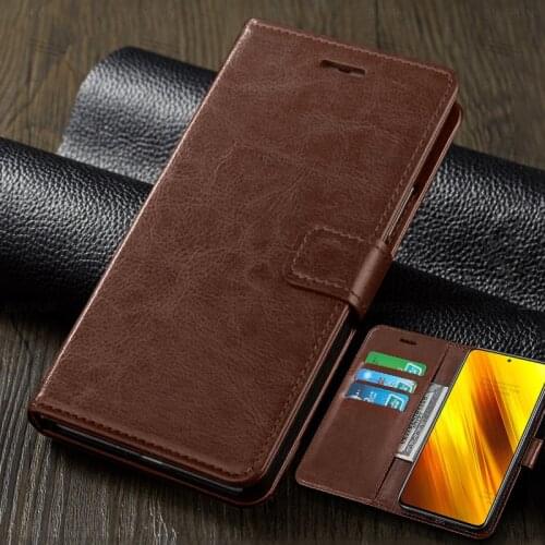 Leather Flip Case For Xiaomi Poco poko pocophone x3 pro nfc m3 pro 5G f3 Crazy horse pattern bracket protective leather coque