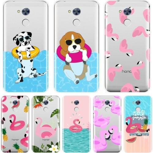 Summer Dog Pink Flower Back Cover For Huawei Honor 4C 5C 6C 6A Pro Soft Silicone Case For Huawei Honor 4X 5A 5X 6 6X Phone Case