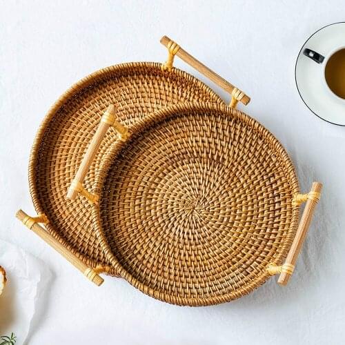 The cane makes up the tray bread fruit snacks ears portable desktop picnic basket receive basket fruit basket wicker basket