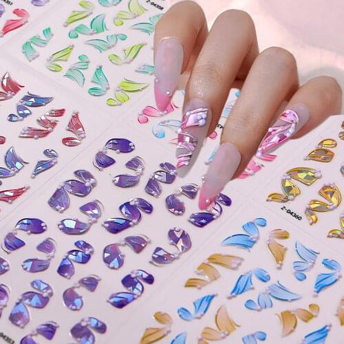 Fashion 5D Embossed Three-dimensional Ribbon Nail Stickers Nail Decals DIY Laser Nail Embossed Sticker Nail Art Decorations NEW